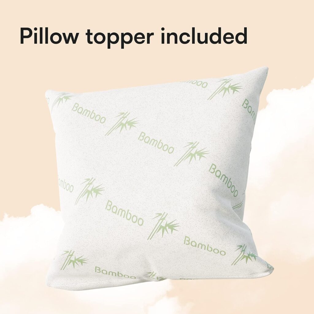 Bamboo Queen Mattress Topper with 1 Pillow Protector - Thick Cooling Breathable Pillow Top Mattress Pad for Back Pain Relief - Deep Pocket Topper Fits 8-20 Inches Mattress (Bamboo, Queen 60x80 Inches)