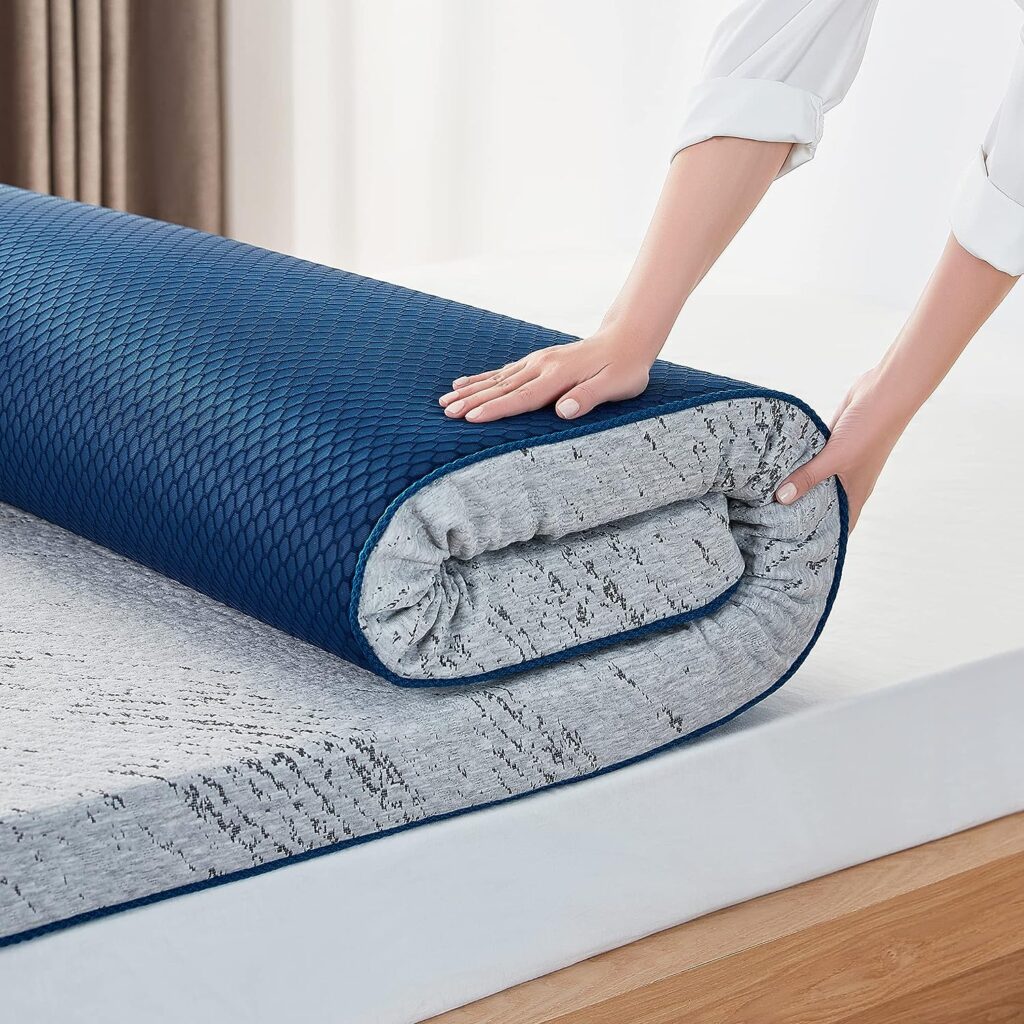 LINSY LIVING Mattress Topper Queen Bamboo Charcoal Infused Memory Foam Mattress Topper, 3 Inches Cooling Mattress Topper Queen Size with Bamboo Cover, CertiPUR-US  Oeko-TEX Certified, Queen