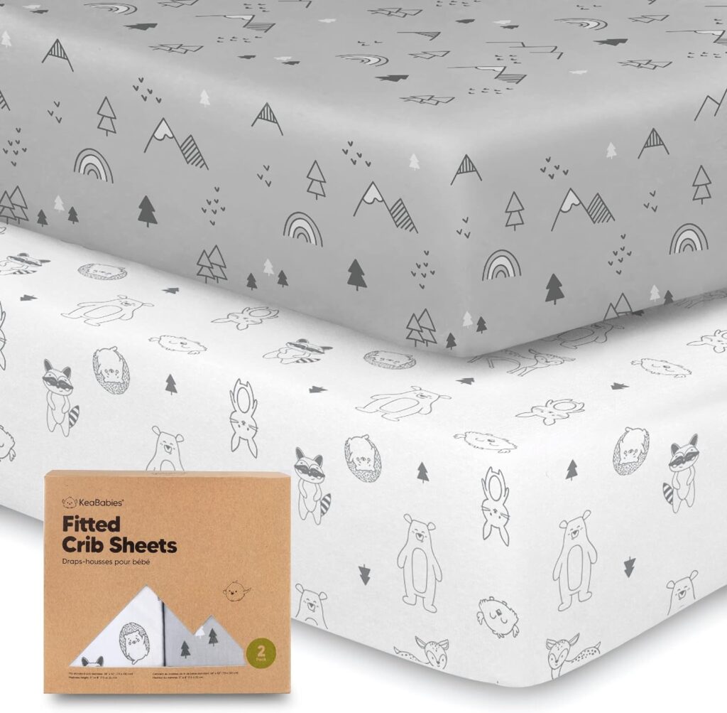 2-Pack Organic Crib Sheets for Boys, Girls (Woodland)