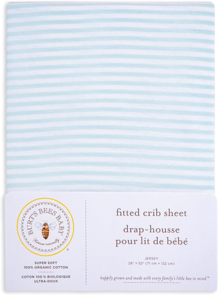 Burts Bees Baby - Fitted Crib Sheet, Girls Boys  Unisex 100% Organic Cotton Crib Sheet for Standard Crib  Toddler Mattresses