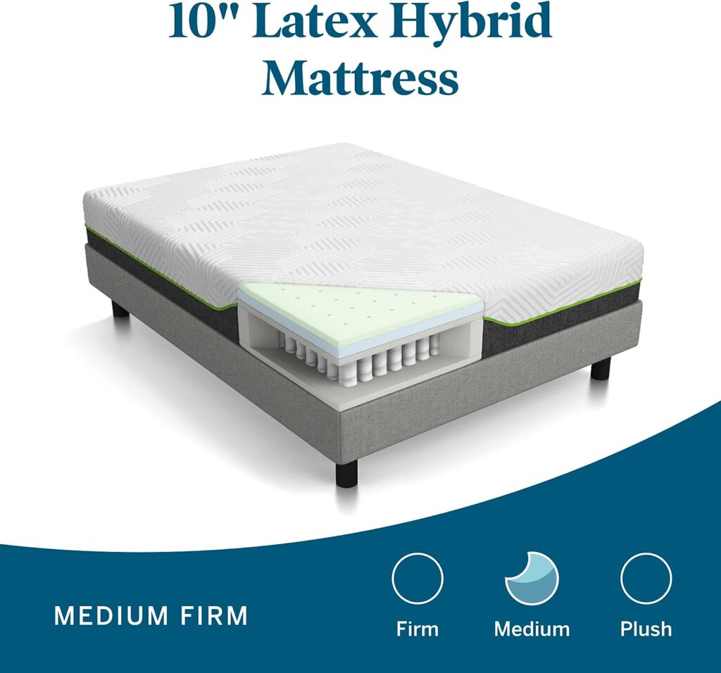 Lucid L300 Twin XL Adjustable Bed Frame with Lucid 10 inch Latex Hybrid Twin XL Mattress
