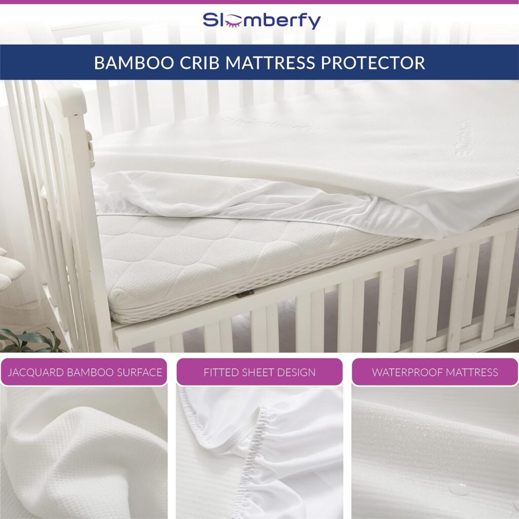 Mini Crib Mattress Protector by Slumberfy, Waterproof and Hypoallergenic Mattress Protector for Babies and Toddlers, Made of Bamboo Material, Moms Choice Award Winner-27x39 inches