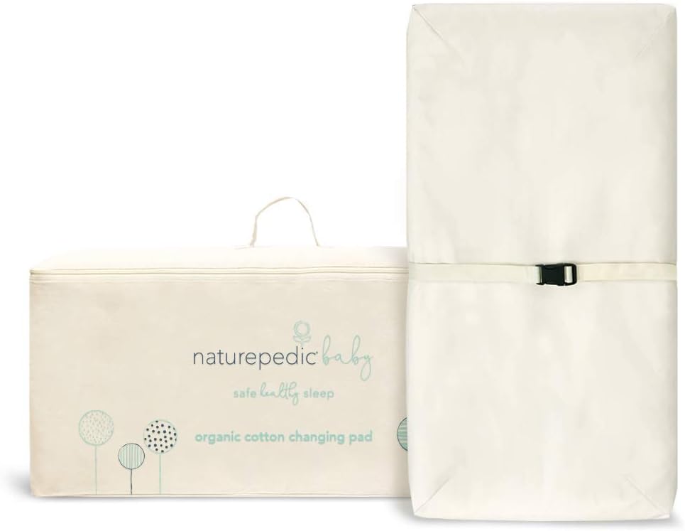 Naturepedic Organic Contoured Changing Pad for Changing Table, Changing Pad Cover Sold Separately, 4-Sided