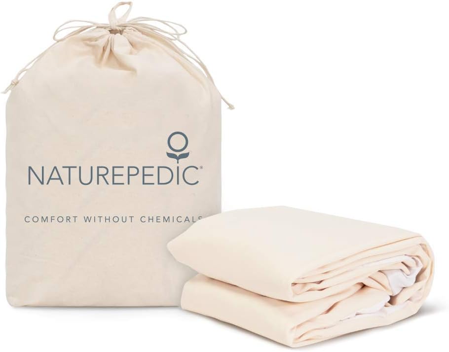 Naturepedic Organic Waterproof Mattress Protector Pad, Fitted Stretch Knit Mattress Cover for 9-16 Depth, Twin