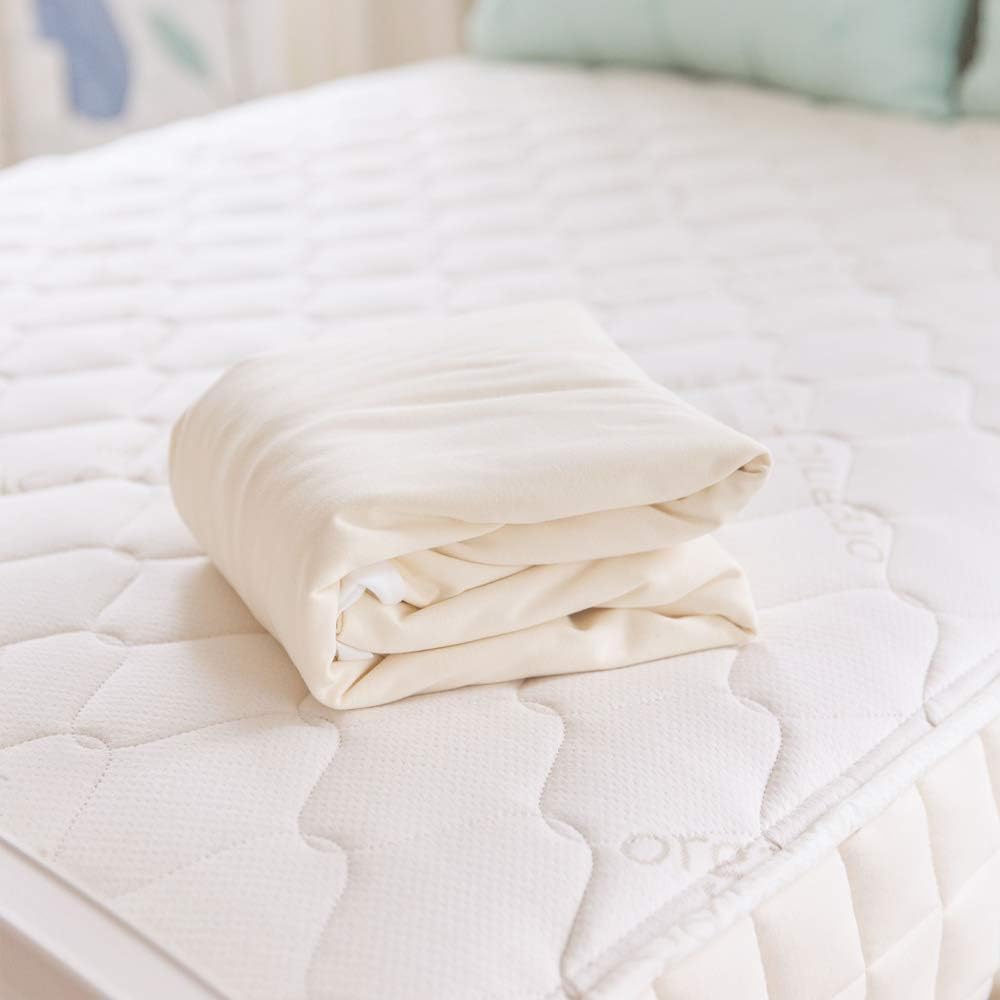 Naturepedic Organic Waterproof Mattress Protector Pad, Fitted Stretch Knit Mattress Cover for 9-16 Depth, Twin