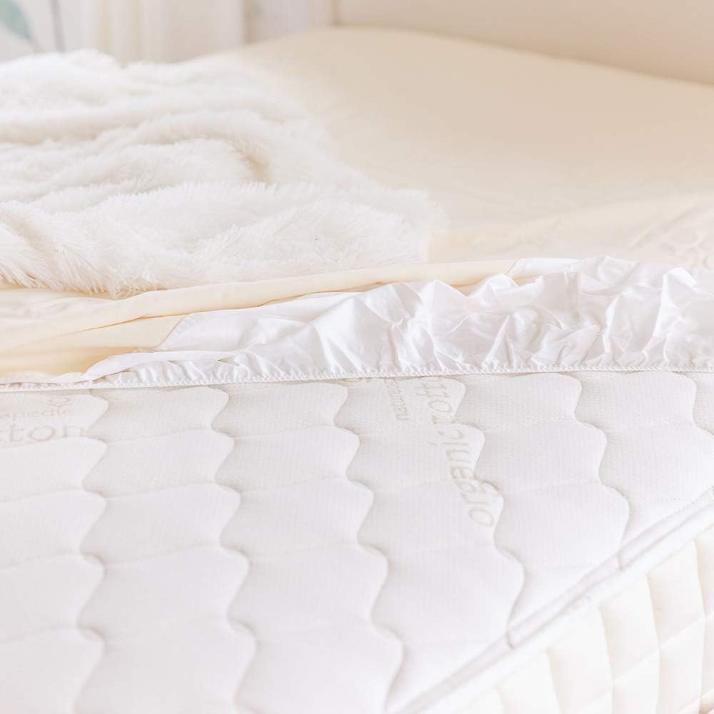 Naturepedic Organic Waterproof Mattress Protector Pad, Fitted Stretch Knit Mattress Cover for 9-16 Depth, Twin
