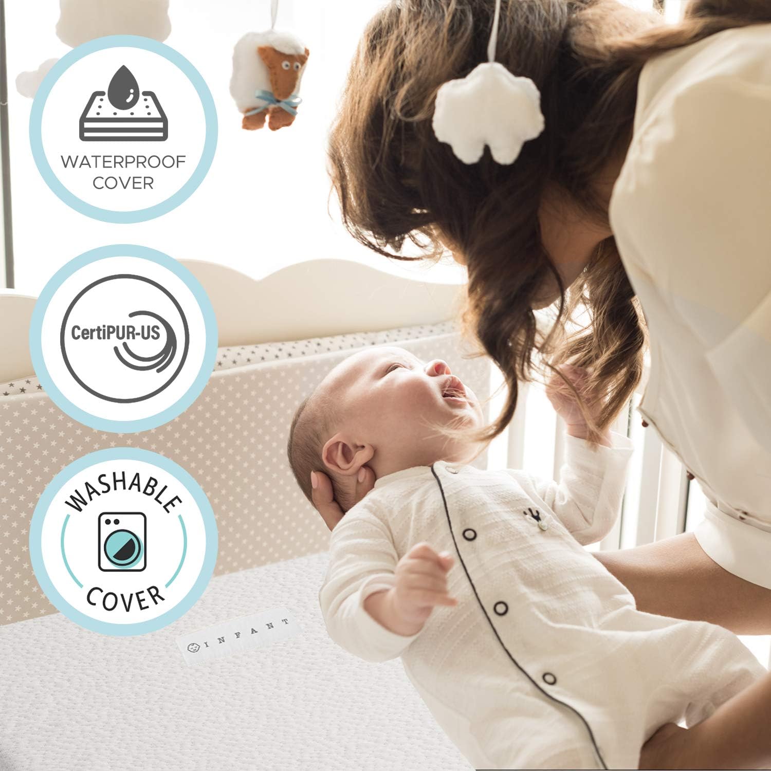 Organic Cotton Dual-Sided Crib Mattress, 2-Stage Premium Memory Foam CertiPUR-US Hypoallergenic Baby Mattress, Firm Support For infant Cooling Gel for Toddler Waterproof Washable Cover NEW ZIPPER 2023