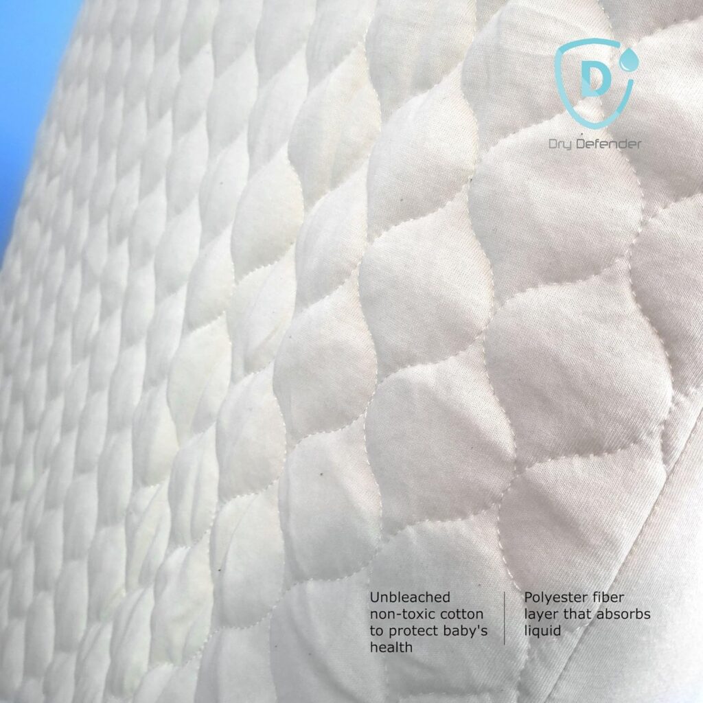 Organic Cotton Waterproof Fitted Crib Pad - Natural Baby Crib Mattress Cover  Protector - Unbleached, Non-Toxic  Hypoallergenic (28 x 52 x 7)