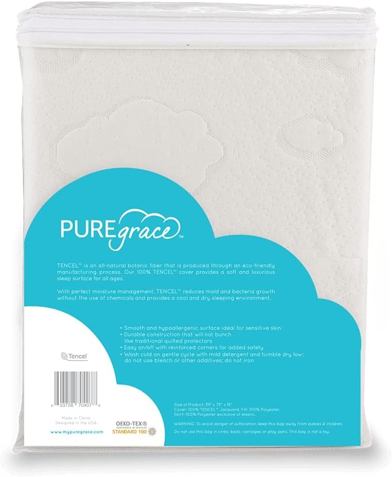 PUREgrace Twin Mattress Protector, Breathable Tencel Cover, Sensitive Skin Friendly Waterproof Pad