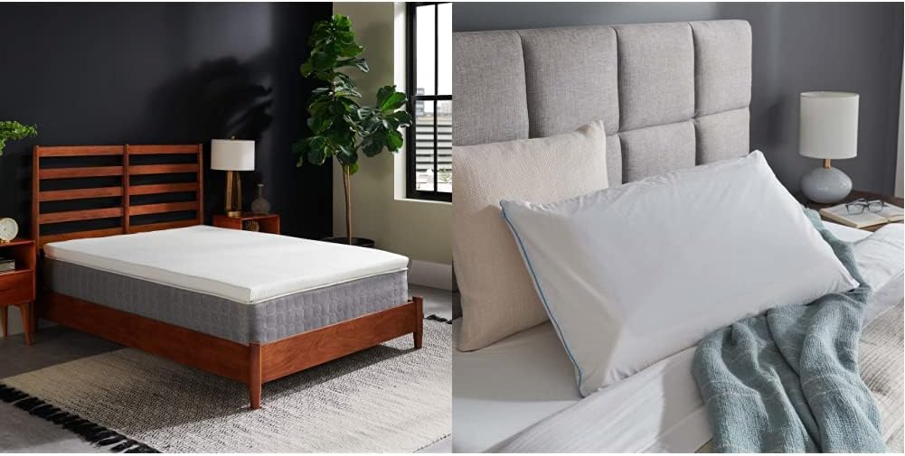 Tempur-Pedic TEMPUR-Adapt + Cooling 3-Inch King Mattress Topper Medium Luxury Premium Foam, Washable Cover, Medium Cooling Topper,White  TEMPUR-Cloud Breeze Dual Cooling Pillow, Queen, White