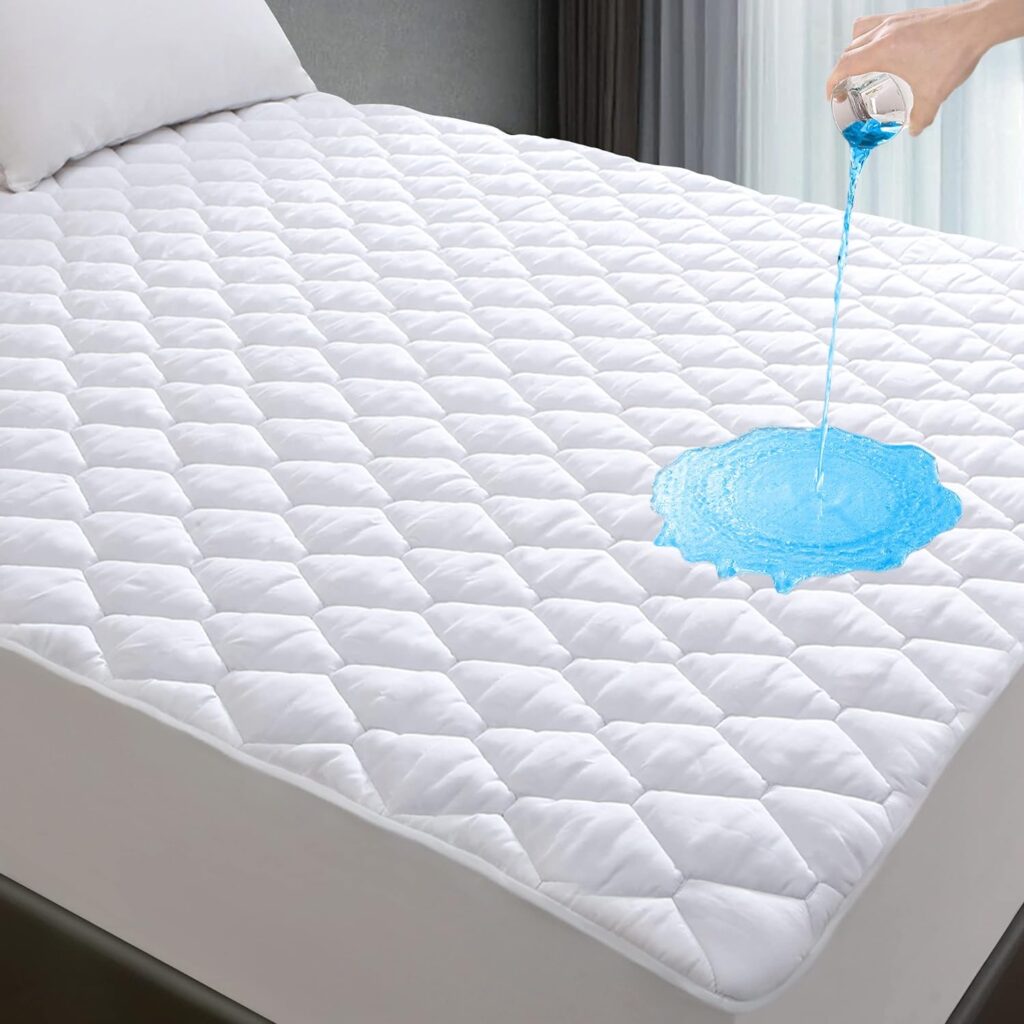 Twin XL Mattress Protector for College Dorm Room, Waterproof Breathable Noiseless Twin Extra Long Mattress Pad with Deep Pocket for 6-16 inches Mattress, White