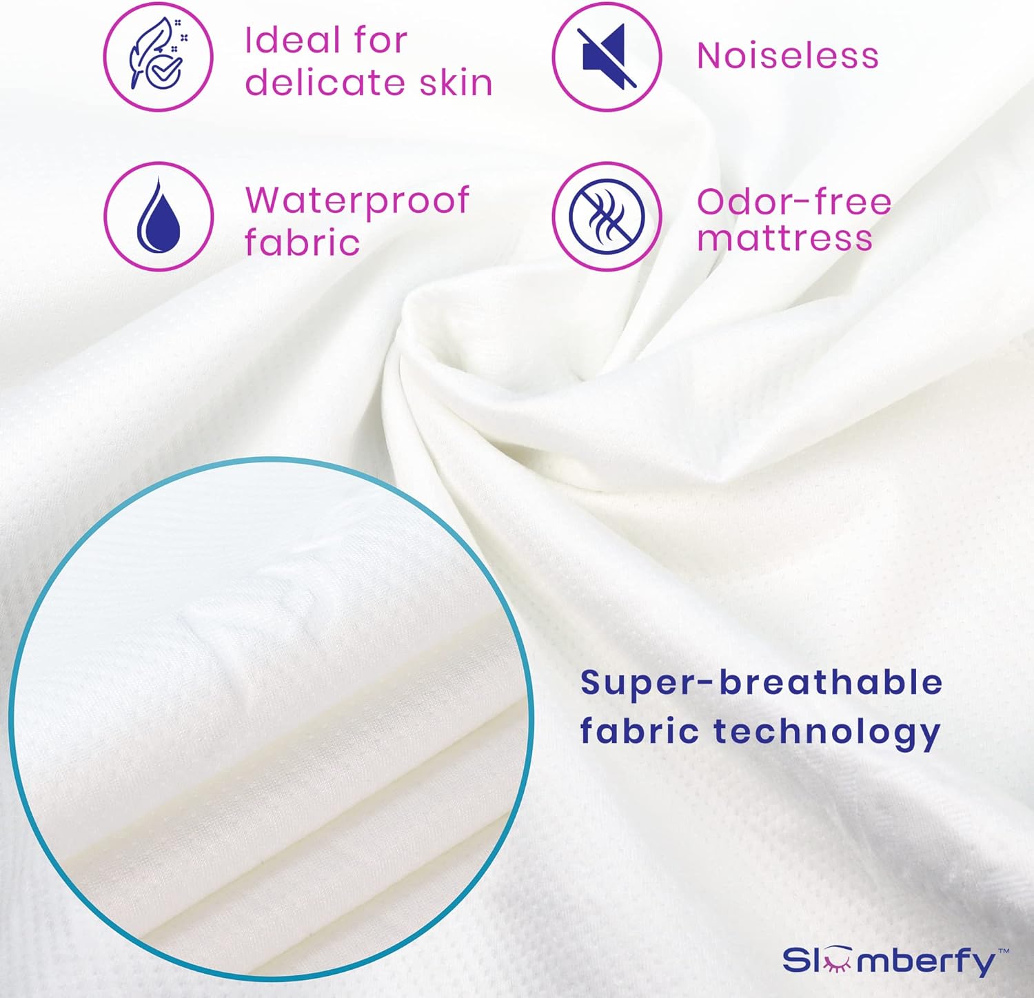 Waterproof Mattress Protector by Slumberfy | Hypoallergenic Bamboo Mattress Protector | Natural + Breathable Jacquard Fabric | King Mattress Cover – 76x80”