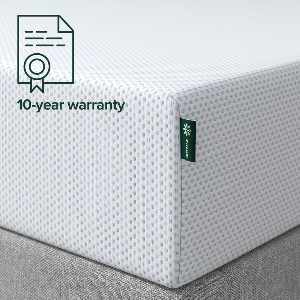ZINUS 10 Inch Green Tea Cooling Gel Memory Foam Mattress / Cooling Gel Foam / Pressure Relieving / CertiPUR-US Certified / Bed-in-a-Box, Full, White