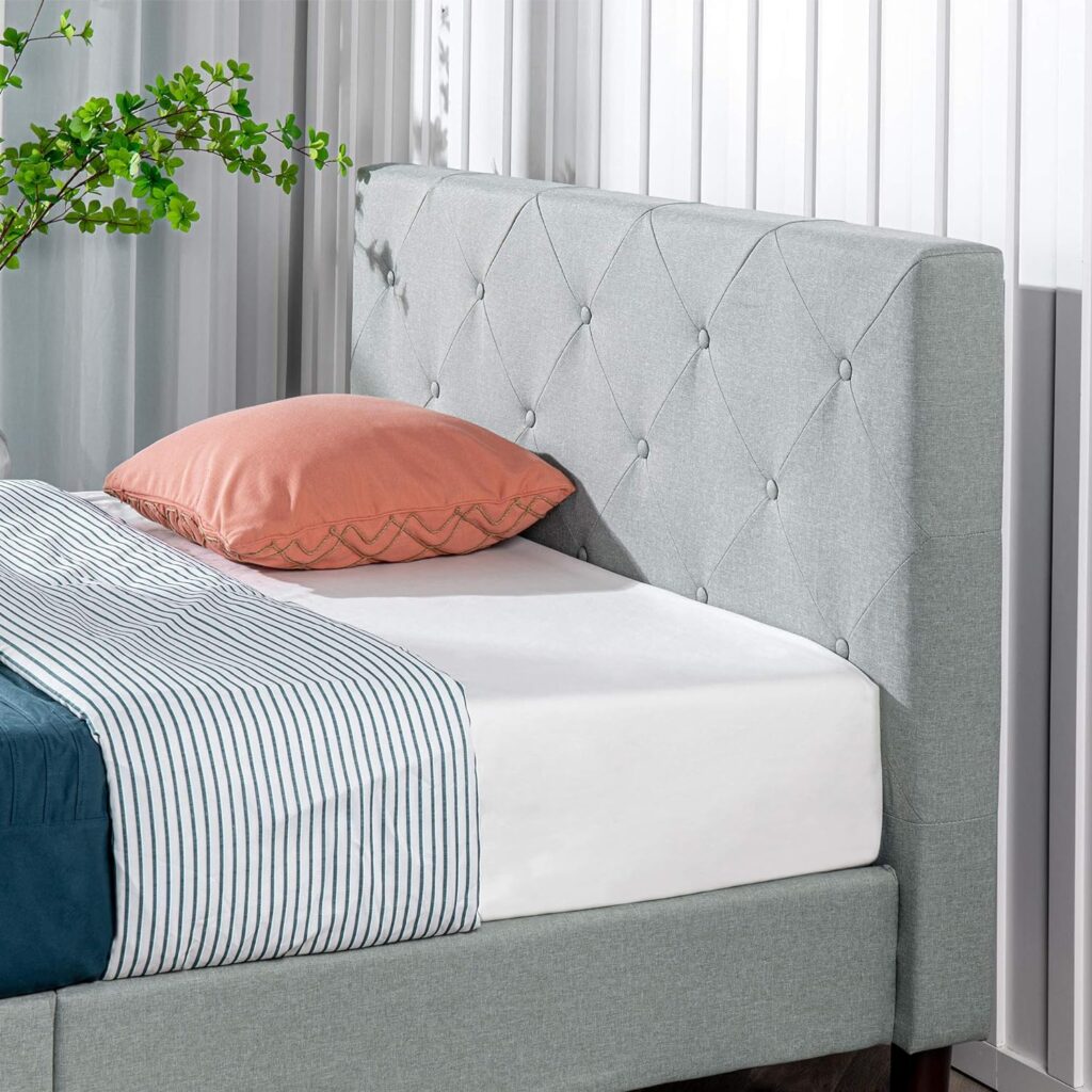 Zinus Shalini Platform, Queen, Sage Grey  ZINUS 12 Inch Green Tea Cooling Gel Memory Foam Mattress/Cooling Gel Foam/Pressure Relieving/CertiPUR-US Certified/Bed-in-a-Box, Queen