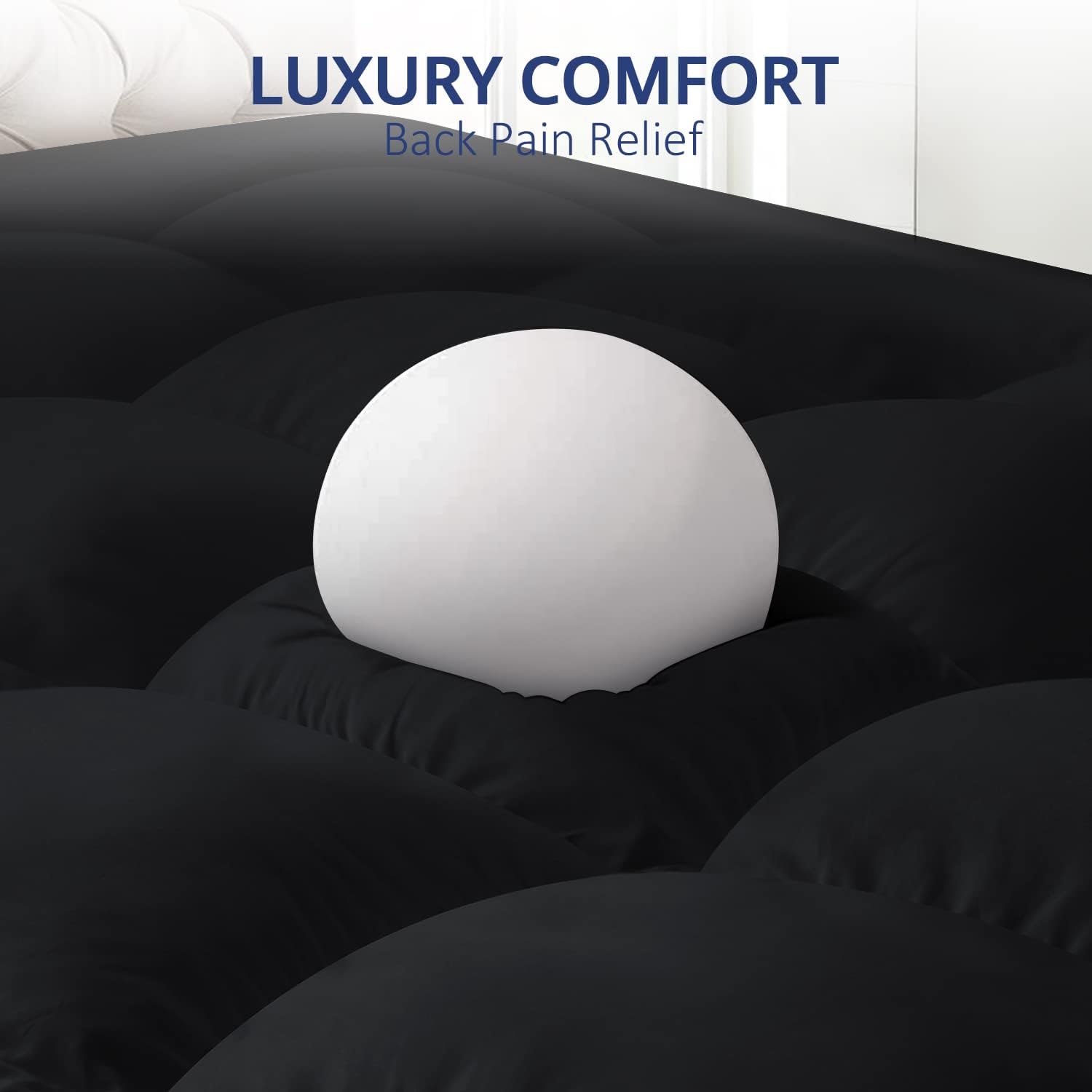 ELEMUSE Extra Thick Cooling Cal King Mattress Topper, 1300 GSM Overfilled Pillow Top with Baffle Box Design,Hand Made 400TC Organic Cotton Pad Cover,Plush  Support Snow Down Alternative,Hotel Quality