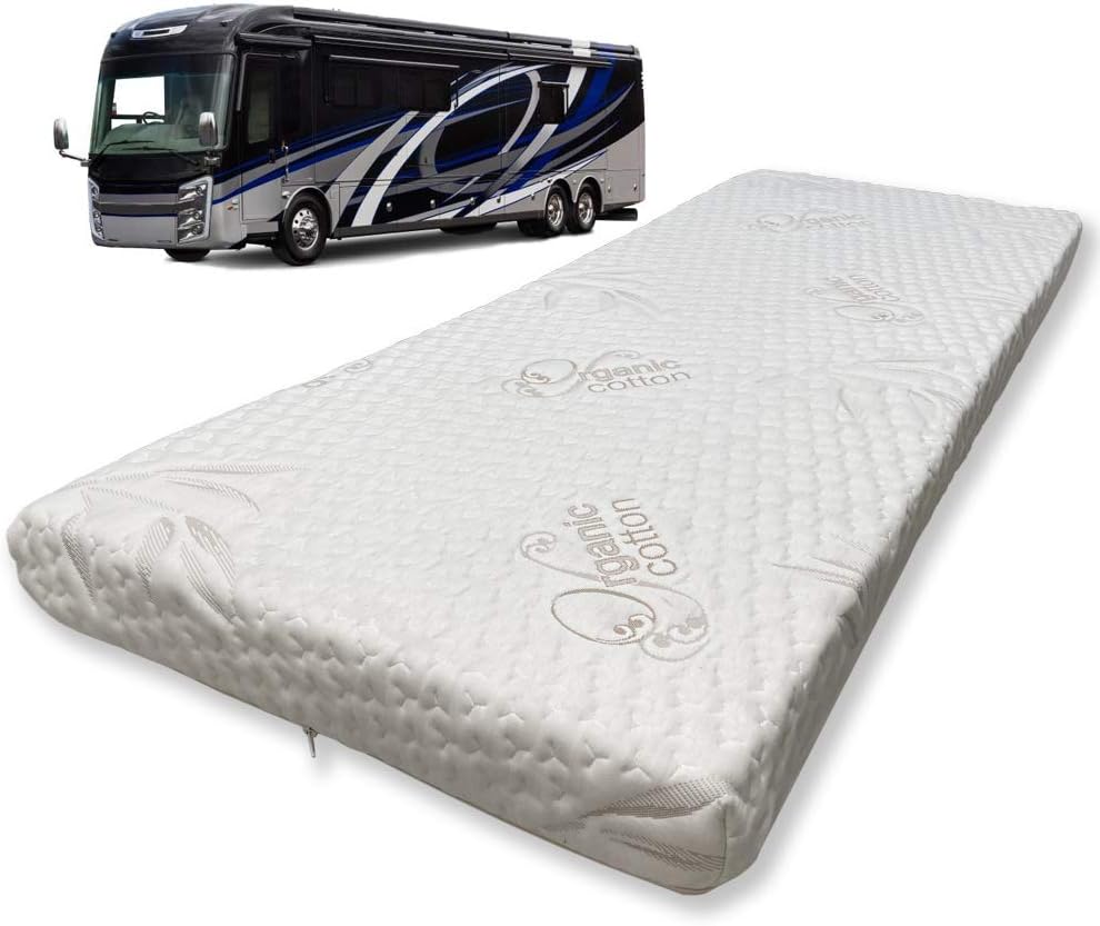 Foamma Gel Memory Foam Camper/RV Travel Mattress, Organic Cotton Cover, Made in USA, Comfortable, Travel Trailer, CertiPUR-US Certified Foam