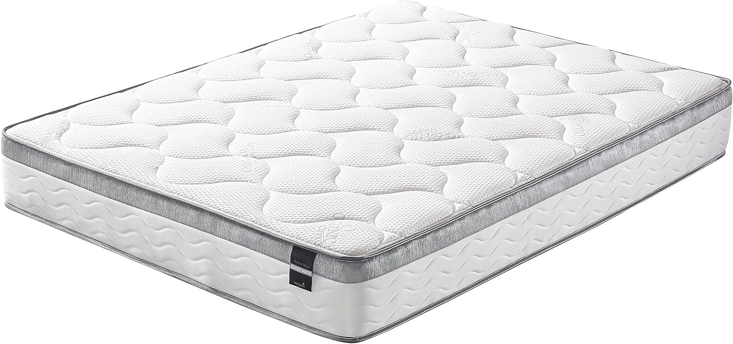 Oliver Smith - Organic Cotton - 10 Inch - Perfect Sleep - Comfort Plush Euro Pillow Top - Cool Memory Foam  Pocket Spring Mattress - Green Foam Certified - Full