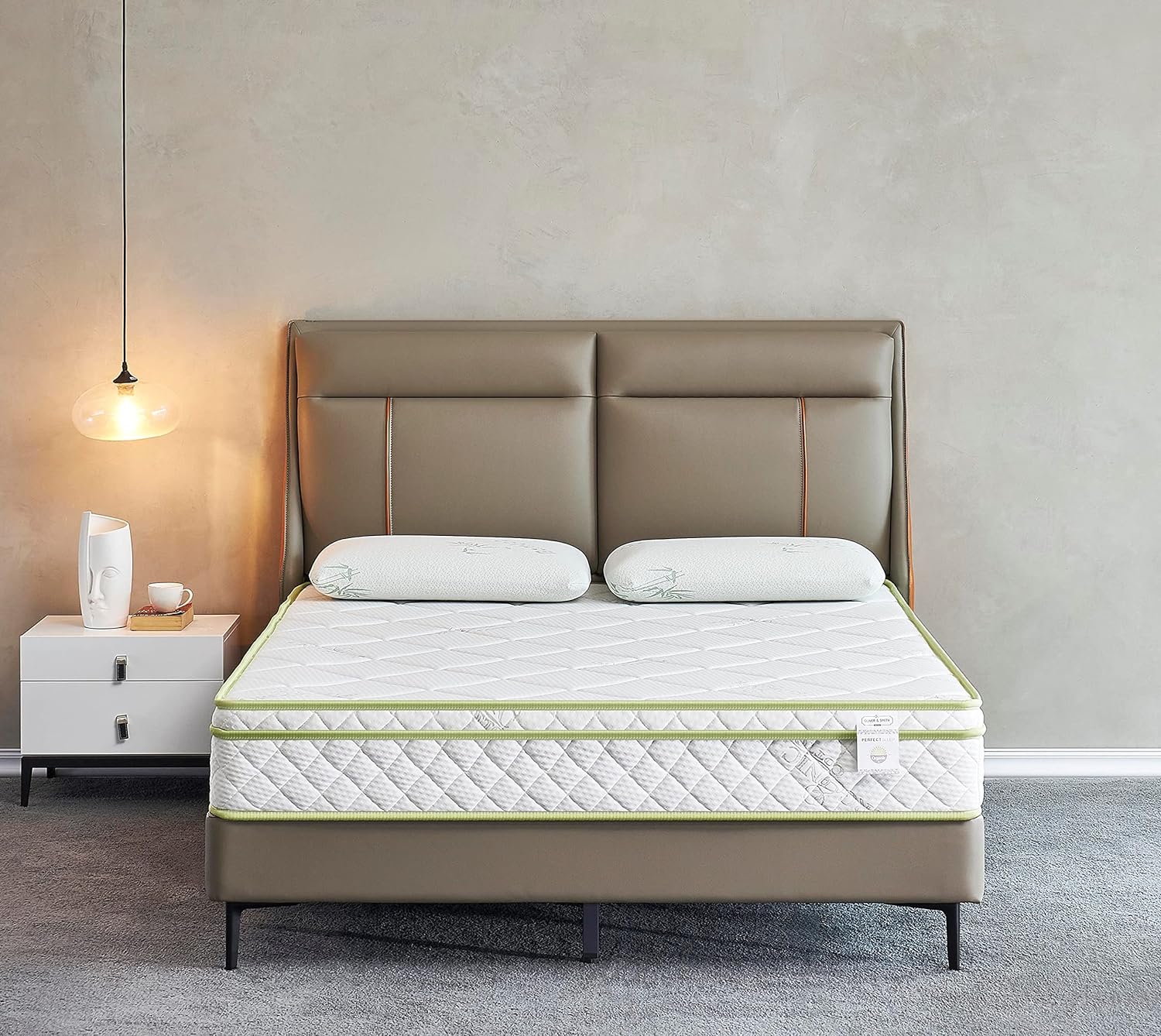 Queen Size Mattress - 8 Inch Cool Comfort Foam  Spring Hybrid Mattress with Breathable Organic Cotton Cover - Quilted Foam Plush Euro Pillow Top - Rolled in a Box - Oliver  Smith