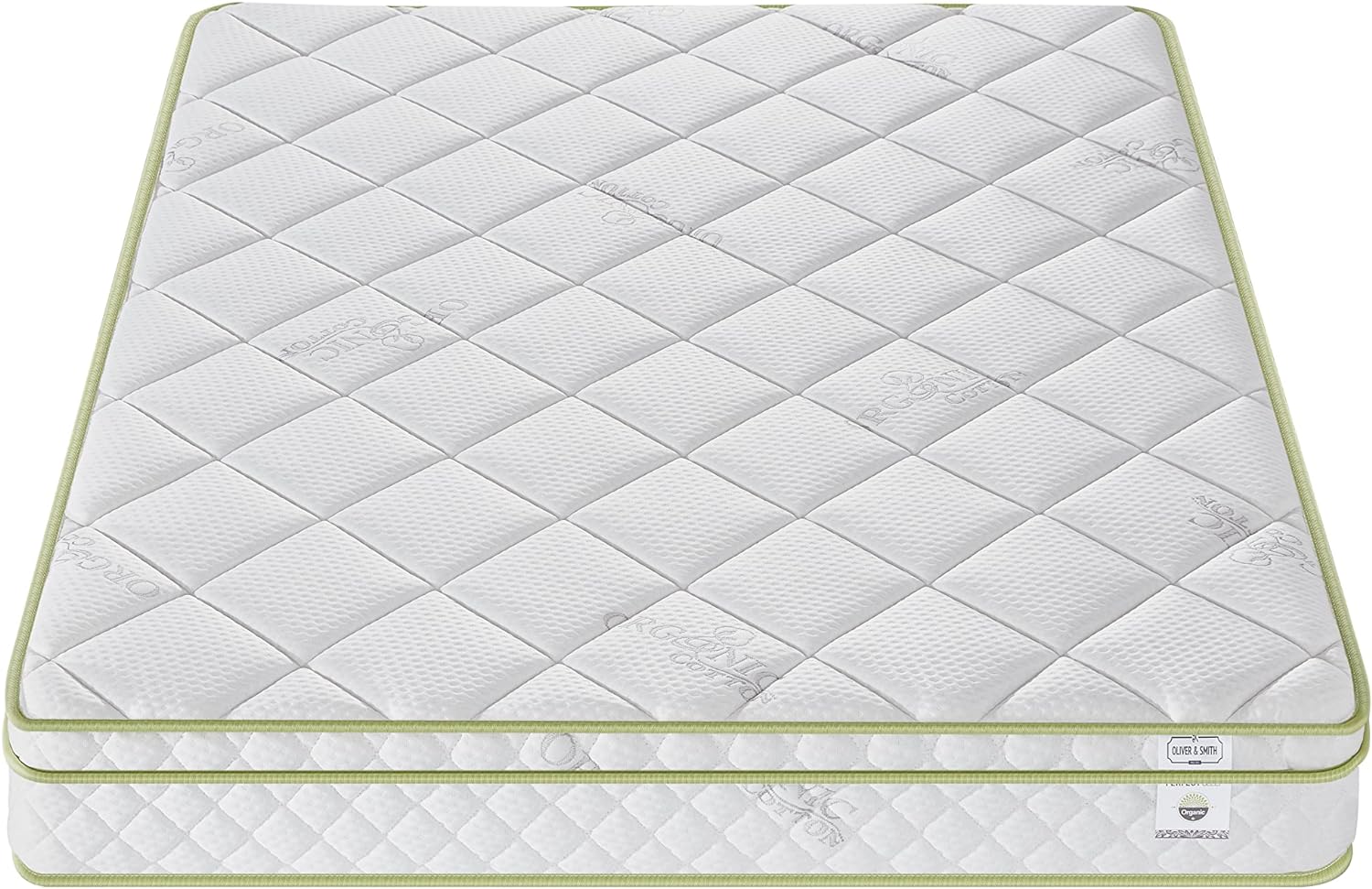 Queen Size Mattress - 8 Inch Cool Comfort Foam  Spring Hybrid Mattress with Breathable Organic Cotton Cover - Quilted Foam Plush Euro Pillow Top - Rolled in a Box - Oliver  Smith